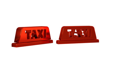 Red Taxi car roof icon isolated on transparent background.