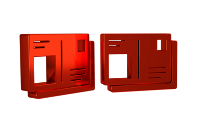 Red Passport with visa stamp icon isolated on transparent background. Identification Document.