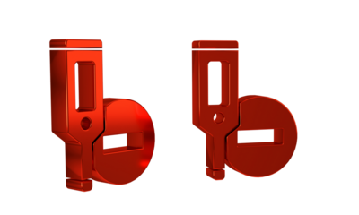 Red Medical digital thermometer for medical examination icon isolated on transparent background.