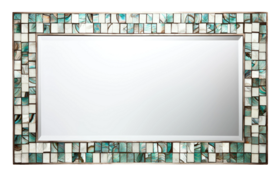Stylish Framed Mirrored Tile Mosaic on a White or Clear Surface PNG Transparent Background