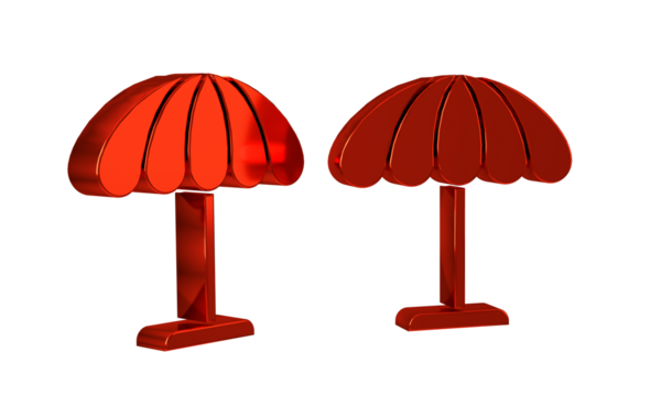 Red Sun protective umbrella for beach icon isolated on transparent background. Large parasol for outdoor space. Beach umbrella.