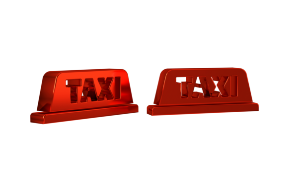 Red Taxi car roof icon isolated on transparent background.