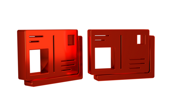 Red Passport with visa stamp icon isolated on transparent background. Identification Document.