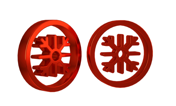 Red Snowflake icon isolated on transparent background.