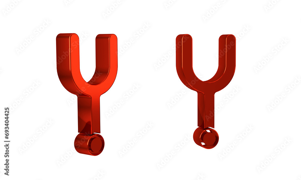 Poster red musical tuning fork for tuning musical instruments icon isolated on transparent background.