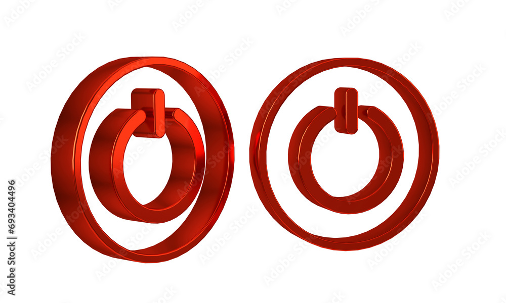 Poster red power button icon isolated on transparent background. start sign.