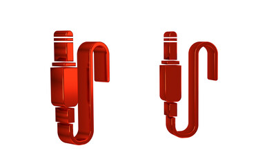 Red Audio jack icon isolated on transparent background. Audio cable for connection sound equipment. Plug wire. Musical instrument.