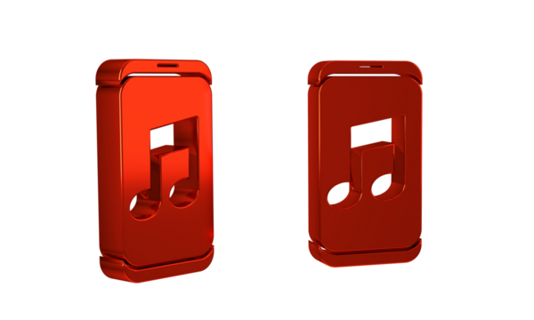 Red Music player icon isolated on transparent background. Portable music device.