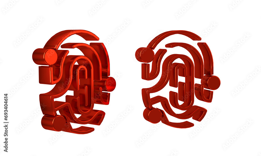 Poster red fingerprint icon isolated on transparent background. id app icon. identification sign. touch id.
