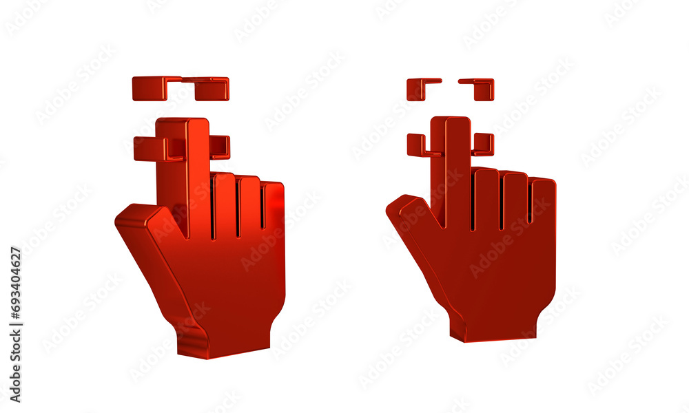 Poster red fingerprint icon isolated on transparent background. id app icon. identification sign. touch id.