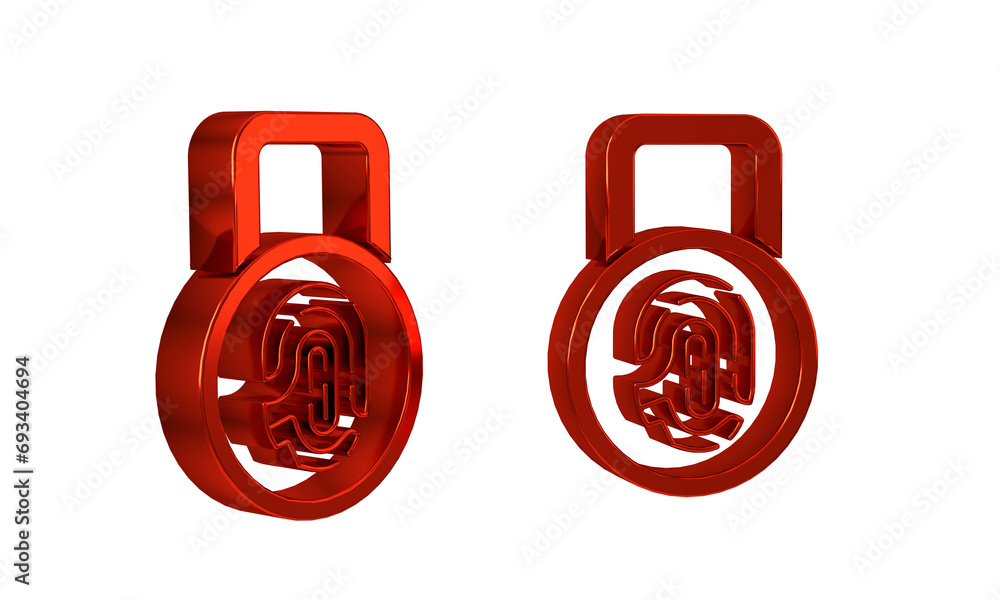 Aufkleber red fingerprint with lock icon isolated on transparent background. id app icon. identification sign.