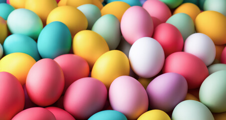 Pile of colorful easter eggs