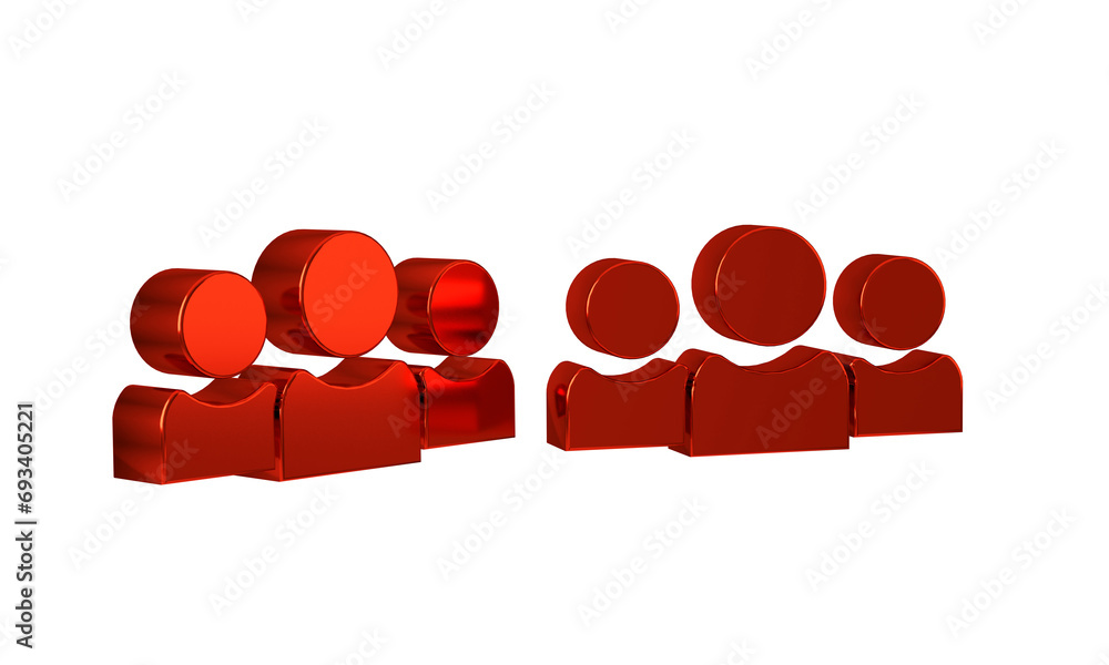 Poster red users group icon isolated on transparent background. group of people icon. business avatar symbo