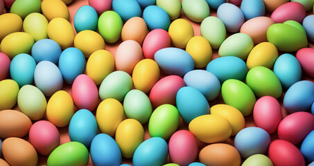 Fototapeta na wymiar Pile of colorful easter eggs