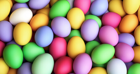 Fototapeta na wymiar Pile of colorful easter eggs