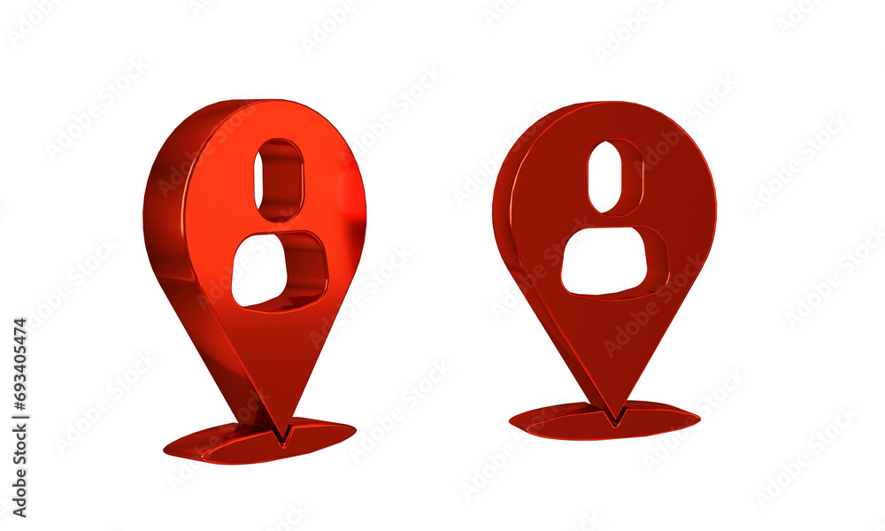 Poster red worker location icon isolated on transparent background.
