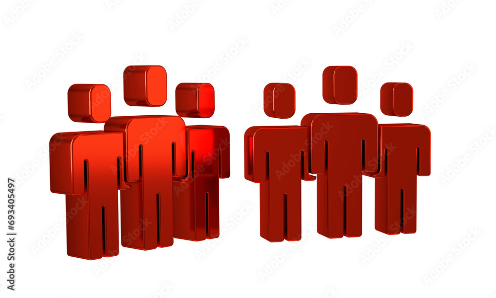 Poster red users group icon isolated on transparent background. group of people icon. business avatar symbo