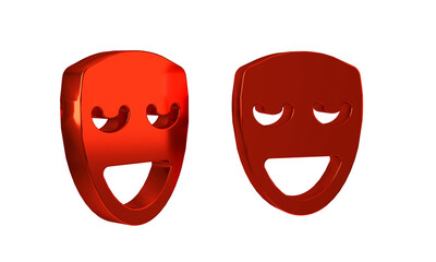 Red Comedy theatrical mask icon isolated on transparent background.