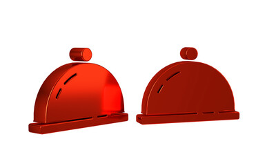 Red Covered with a tray of food icon isolated on transparent background. Tray and lid sign. Restaurant cloche with lid.