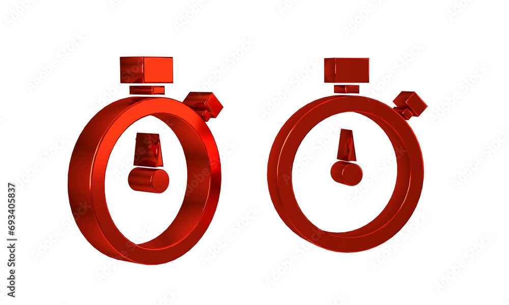 Poster red stopwatch icon isolated on transparent background. time timer sign. chronometer sign.