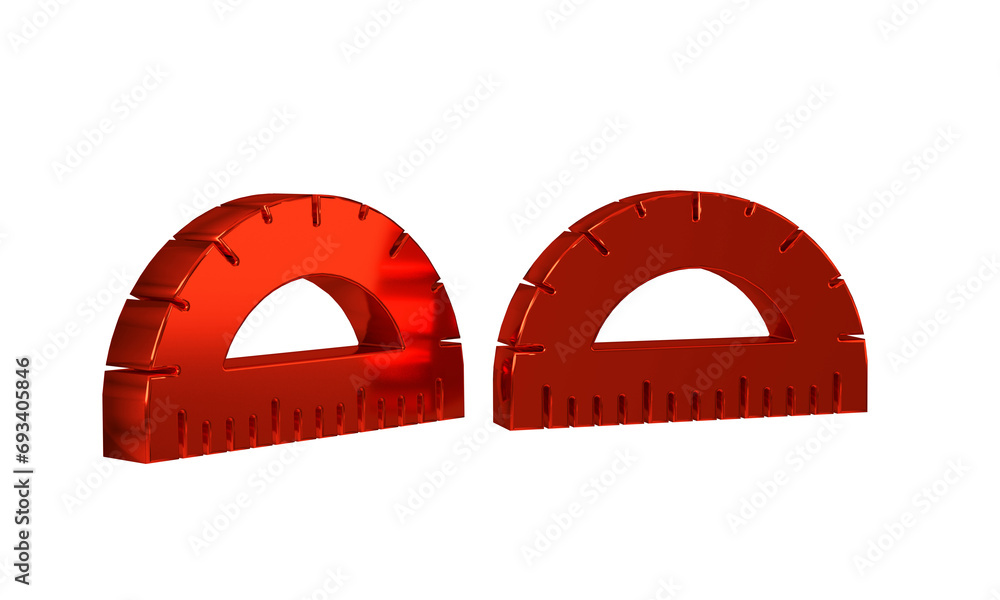 Poster red protractor grid for measuring degrees icon isolated on transparent background. tilt angle meter.