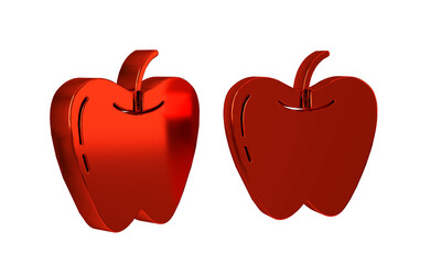 Red Apple icon isolated on transparent background. Fruit with leaf symbol.