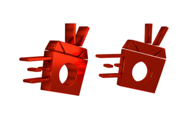 Red Online ordering and noodles delivery icon isolated on transparent background.
