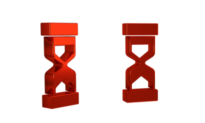 Red Old hourglass with flowing sand icon isolated on transparent background. Sand clock sign. Business and time management concept.