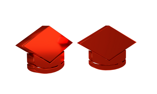 Red Graduation cap icon isolated on transparent background. Graduation hat with tassel icon.