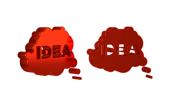 Red Idea, speech bubble icon isolated on transparent background. Message speech bubble idea with cloud talk.