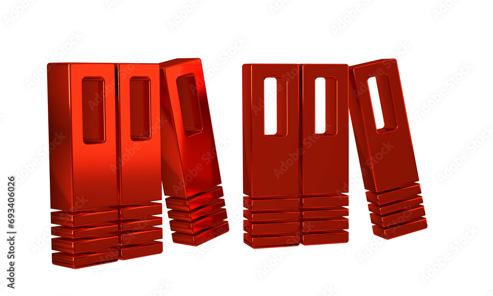 Poster red office folders with papers and documents icon isolated on transparent background. office binders