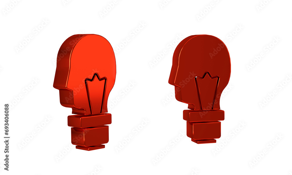 Poster red light bulb with concept of idea icon isolated on transparent background. energy and idea symbol.