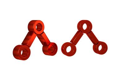 Red Molecule icon isolated on transparent background. Structure of molecules in chemistry, science...