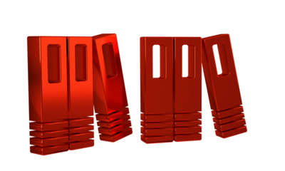 Red Office folders with papers and documents icon isolated on transparent background. Office binders. Archives folder sign.