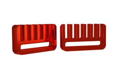 Red Hairbrush icon isolated on transparent background. Comb hair sign. Barber symbol.