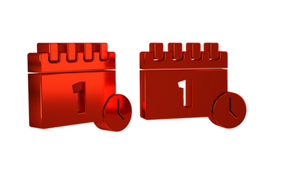 Red Calendar with first september date icon isolated on transparent background. September 1. Date and time, day, month. Holiday.