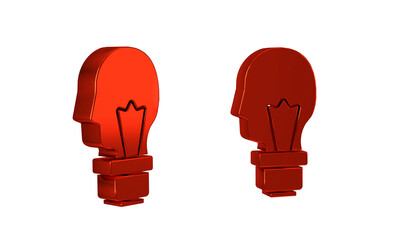 Red Light bulb with concept of idea icon isolated on transparent background. Energy and idea...