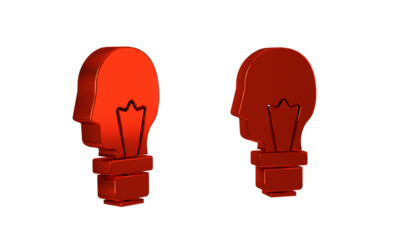 Red Light bulb with concept of idea icon isolated on transparent background. Energy and idea symbol. Inspiration concept.