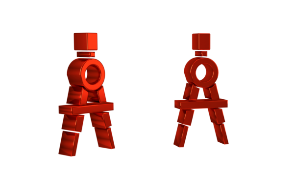 Red Drawing compass icon isolated on transparent background. Compasses sign. Drawing and educational tools. Geometric instrument.