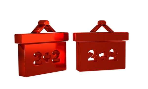 Red Chalkboard icon isolated on transparent background. School Blackboard sign.