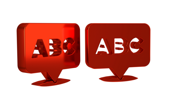 Red Alphabet icon isolated on transparent background.
