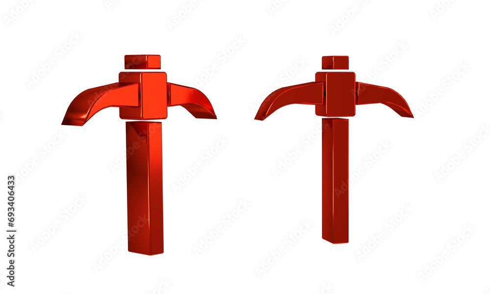 Poster red pickaxe icon isolated on transparent background.