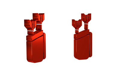 Red Quiver with arrows icon isolated on transparent background.