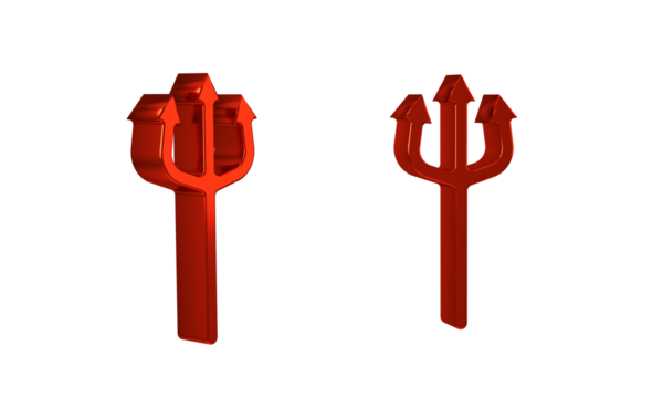 Red Neptune Trident icon isolated on transparent background. Happy Halloween party. - Powered by Adobe
