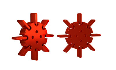 Red Naval mine icon isolated on transparent background. Sea bomb.