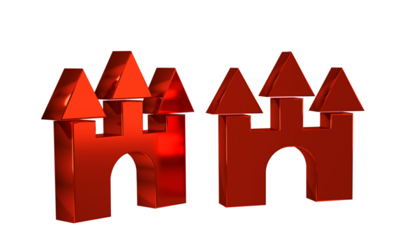 Red Castle icon isolated on transparent background. - Powered by Adobe
