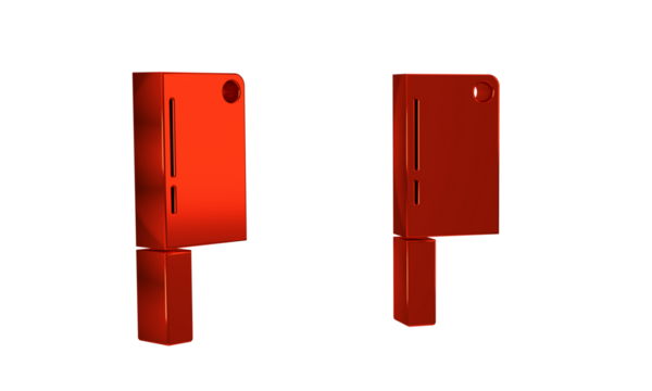 Red Meat chopper icon isolated on transparent background. Kitchen knife for meat. Butcher knife. Happy Halloween party.