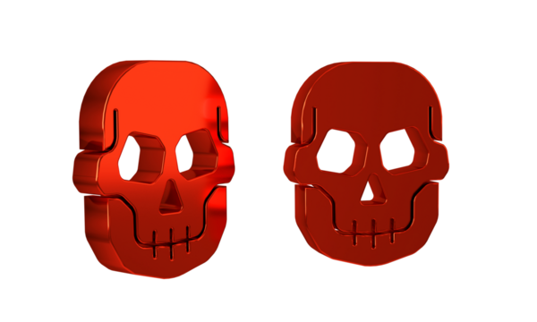 Red Skull icon isolated on transparent background. Happy Halloween party.