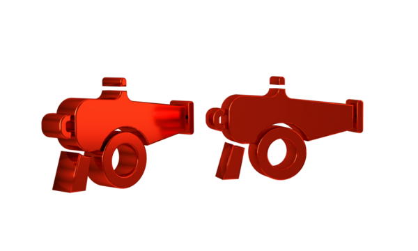 Red Cannon icon isolated on transparent background.