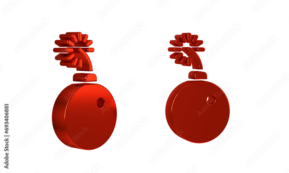 Poster red bomb ready to explode icon isolated on transparent background.